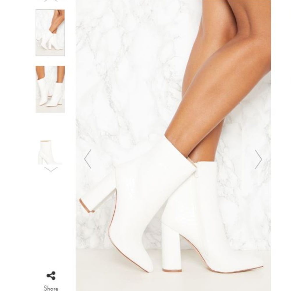 White Faux Snake Ankle Boot